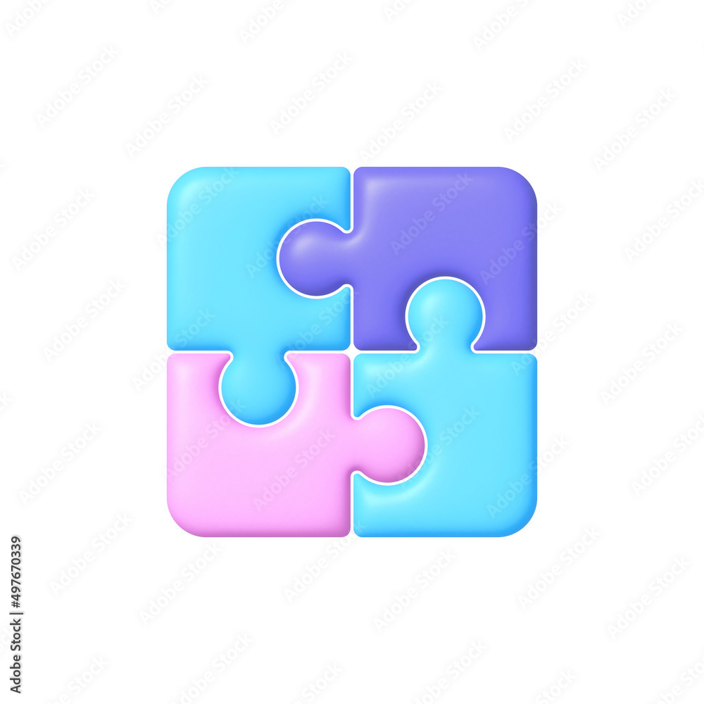 Puzzle 3d in 3d style. Partnership concept. Vector flat illustration. Vector background. 3d puzzle Puzzle 3d in 3d style. Partnership concept. Vector flat illustration. Vector background. 3d puzzle