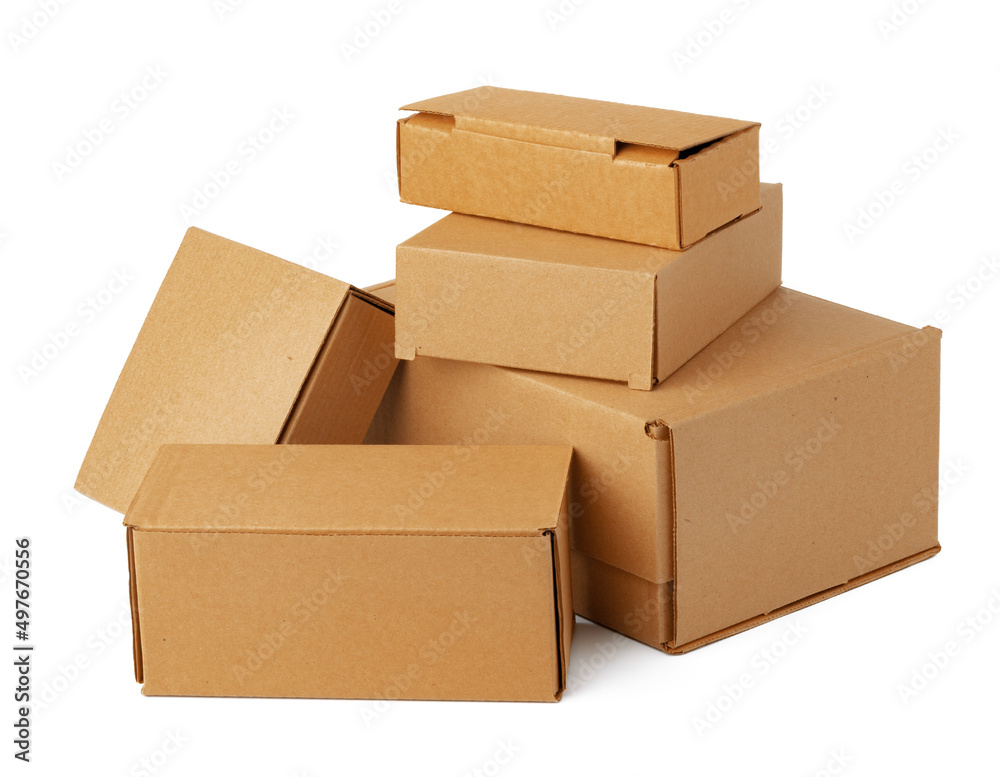 Craft cardboard boxes isolated on white background Craft cardboard boxes isolated on white background