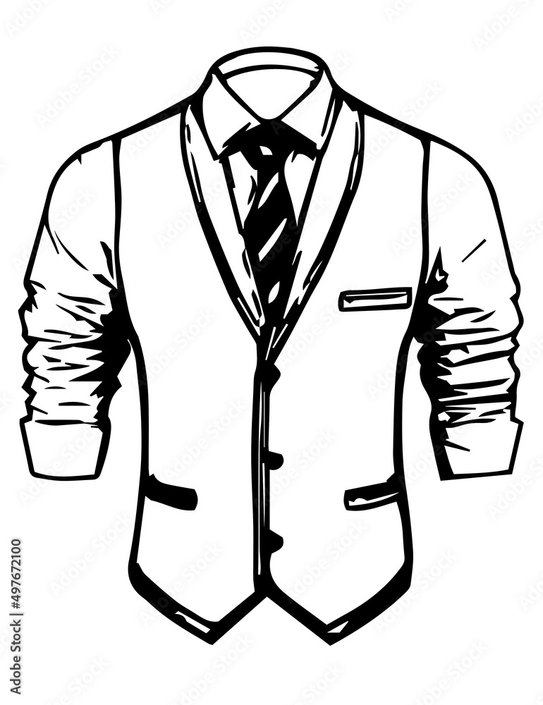 Hand drawn outline sketch drawing of stylish men shirt, outline sketch drawing of shirt and tie Hand drawn outline sketch drawing of stylish men shirt, outline sketch drawing of shirt and tie