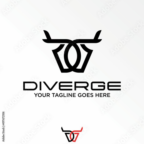 Letter or word DD sans serif font with horn like animal head image graphic icon logo design abstract concept vector stock. Can be used as symbol related to monogram or initial
