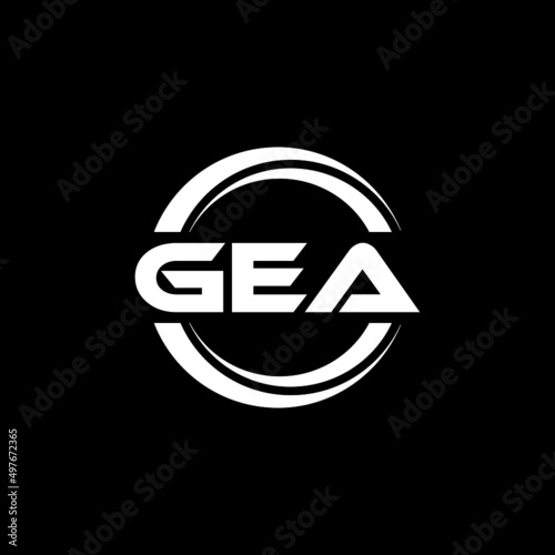 GEA letter logo design with black background in illustrator, vector logo modern alphabet font overlap style. calligraphy designs for logo, Poster, Invitation, etc.