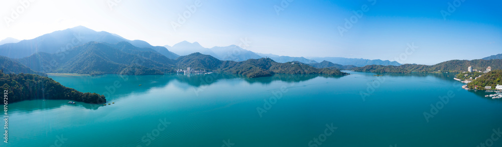Aerial view Landscape of Sun-Moon Lake in Nantou, Taiwan