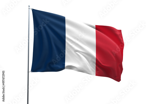 France Waving Flag  3d Flag illustration  France National Flag with white isolated background
