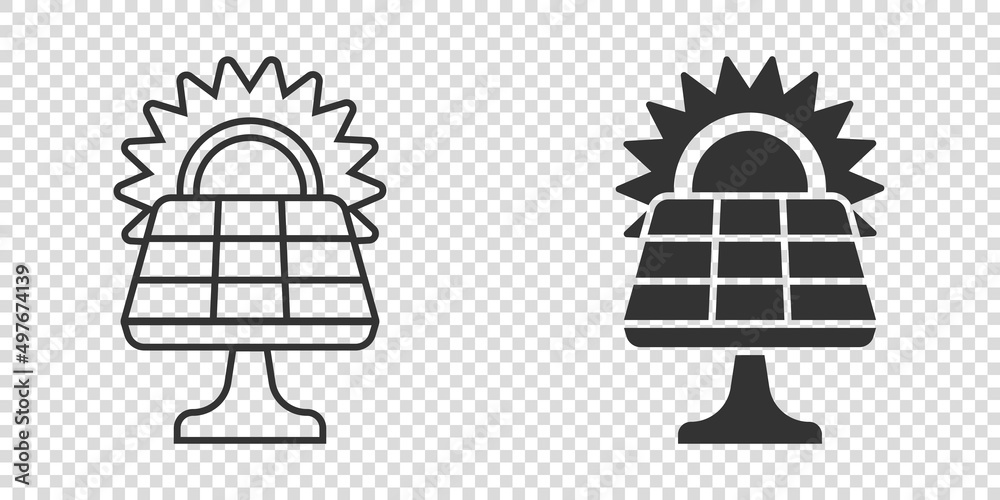 Solar panel icon in flat style. Ecology energy vector illustration on white isolated background. Electrician sign business concept. Solar panel icon in flat style. Ecology energy vector illustration on white isolated background. Electrician sign business concept.