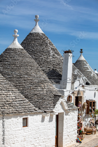 Tradtional white houses in Trulli village. Alberobello, Italy. The style of construction is specific to the Murge area of the Italian region of Apulia