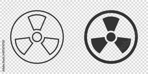 Nuclear radiation icon in flat style. Radioactivity vector illustration on white isolated background. Toxic sign business concept.