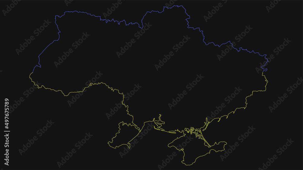 Blue yellow simple outline Ukraine map