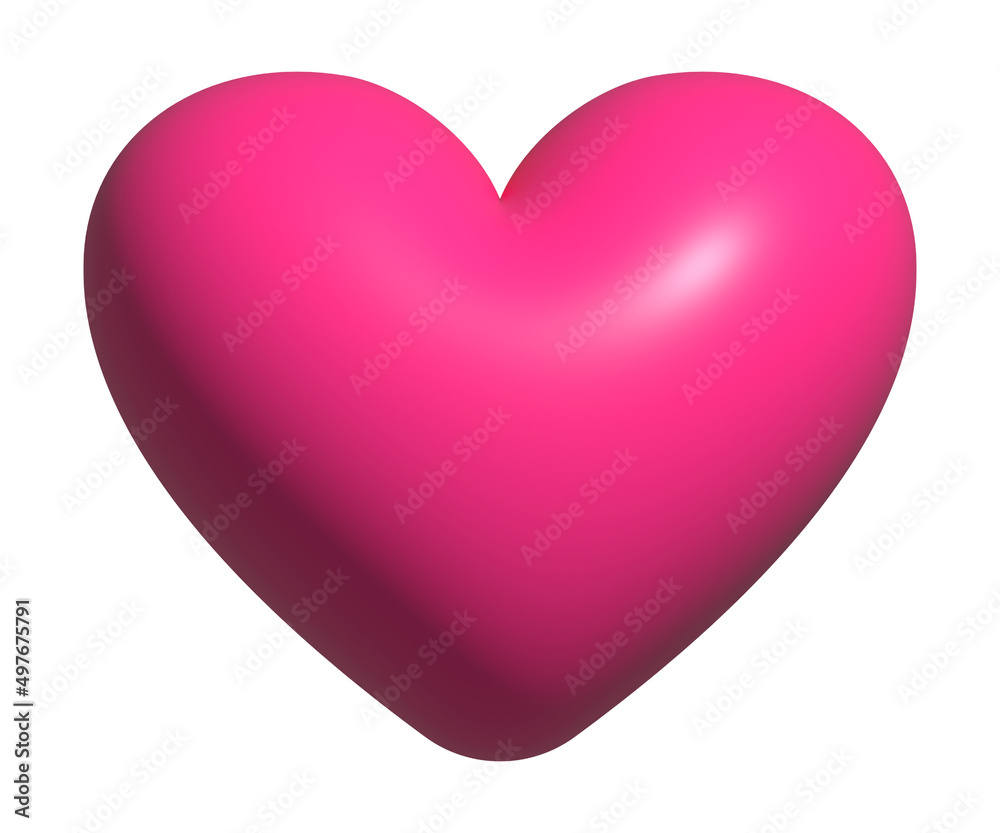 3D pink heart shape, icon heart, love and like buttons for emoji