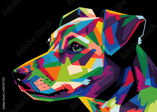 Fototapeta Naklejka Na Ścianę i Meble -  colorful dog head with cool isolated pop art style backround. WPAP style