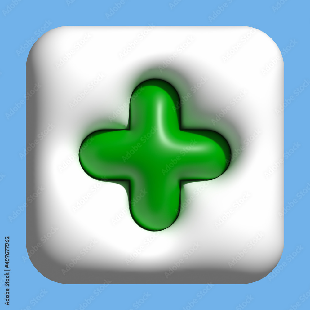 Fototapeta premium 3D added icon, plus buttons, increase icon for media social emoji