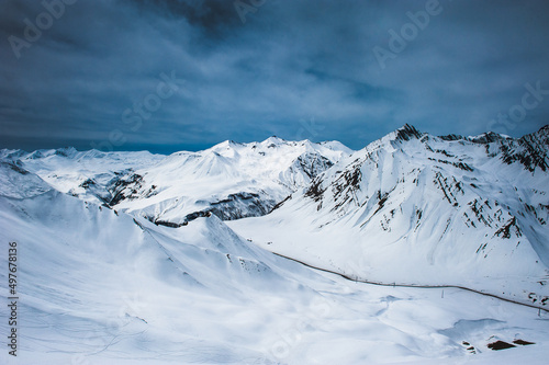 Winter snowy mountains. Caucasus Mountains  Georgia  Gudauri.