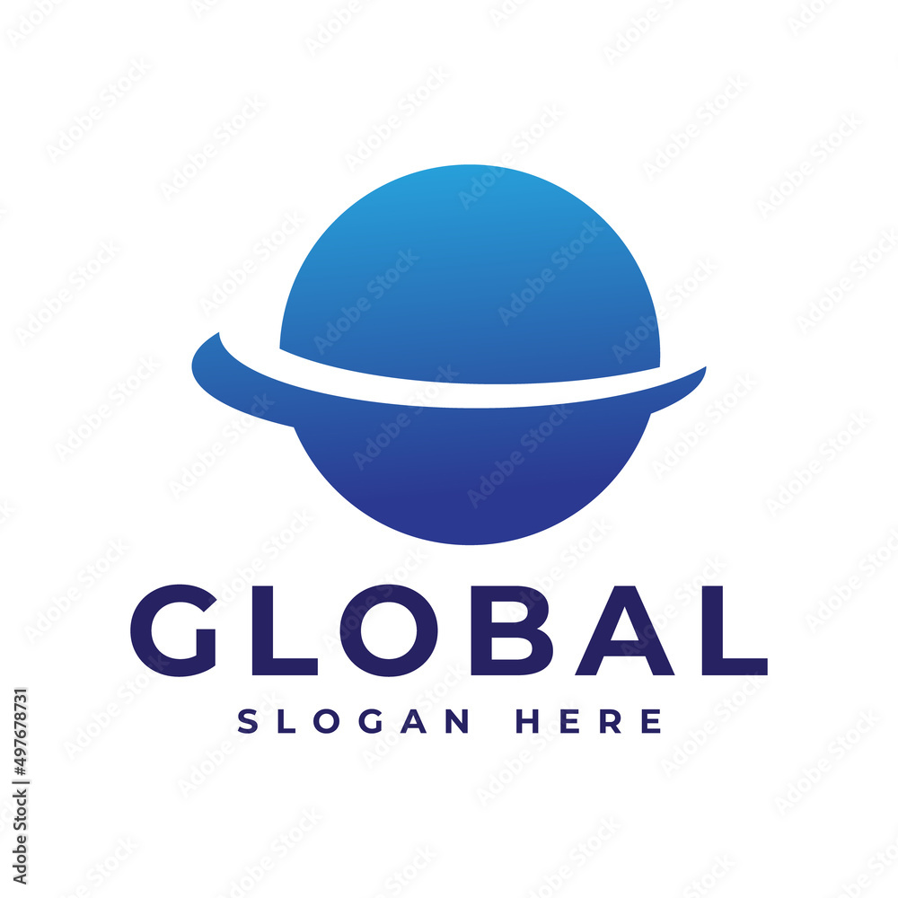 blue globe logo design