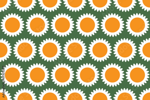 Rows of Colorful Sunflowers - Vintage Style Texture, Seamless Floral Pattern Background, Design Element in Editable Vector Format