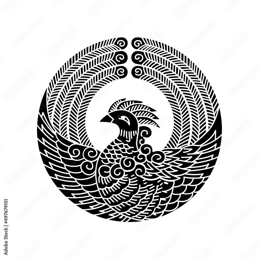 鳳凰紋・舞鳳凰(まいほうおう)/ 舞い鳳凰の丸(まいほうおうのまる) Stock Vector Adobe Stock