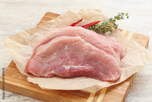 Raw pork schnitzel for roast