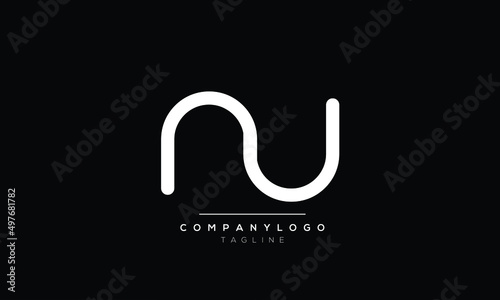 Alphabet letters Initials logo NU