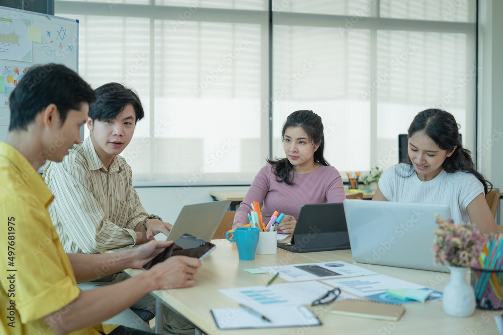 Group of business people meeting for analyzing data and brainstorm ideas for business planning Group of business people meeting for analyzing data and brainstorm ideas for business planning