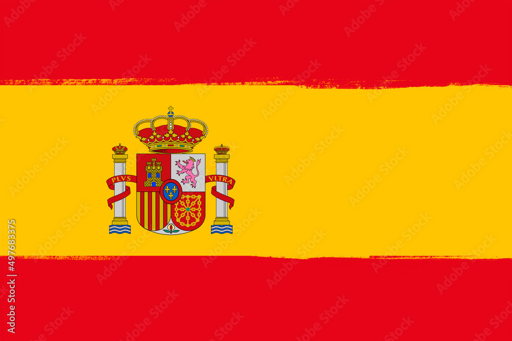 custom made wallpaper toronto digitalFlag of Spain. Brush strokes painted national symbol background illustration