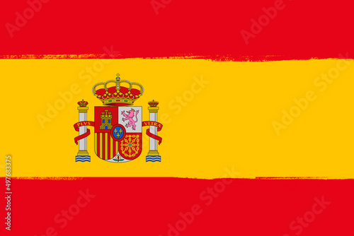 Flag of Spain. Brush strokes painted national symbol background illustration