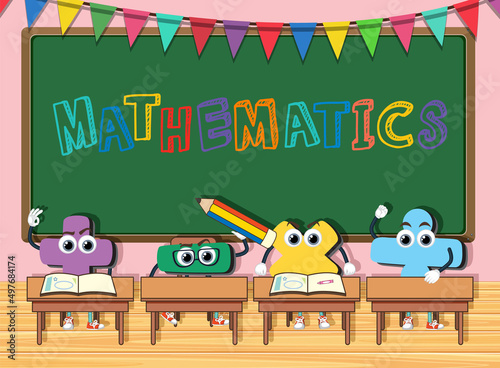 Mathematics on chalkboard banner