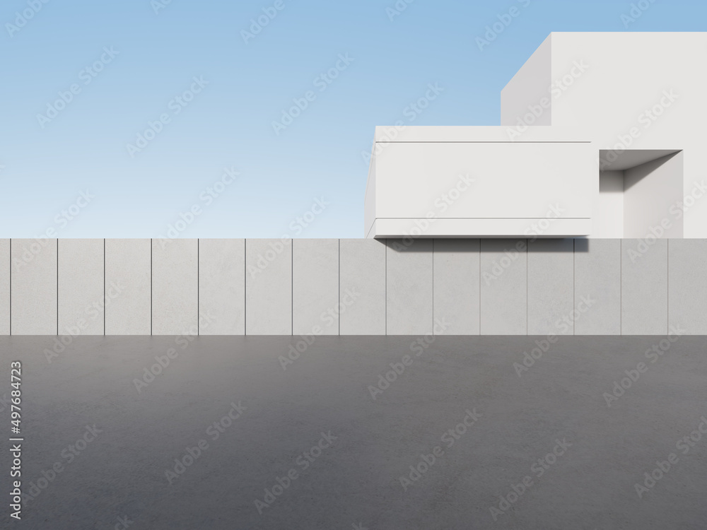 3d render of modern architecture with empty concrete wall and floor, car presentation background. 3d render of modern architecture with empty concrete wall and floor, car presentation background.
