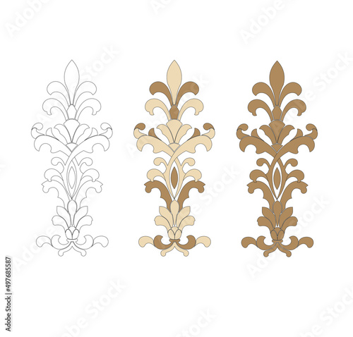 ANCIENT HERALDIC EMBLEM OF GOLD DECORATED IN BAROQUE STYLE DECORATIVE ELEGANCE LUXURY PATTERNS GOLD STOCK ILLUSTRATION