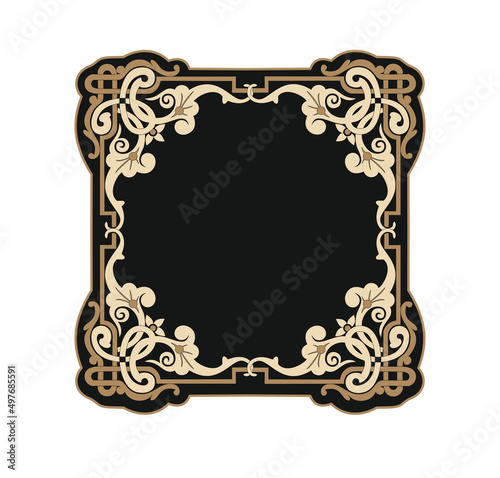 ANCIENT HERALDIC EMBLEM OF GOLD DECORATED IN BAROQUE STYLE DECORATIVE ELEGANCE LUXURY PATTERNS GOLD STOCK ILLUSTRATION
