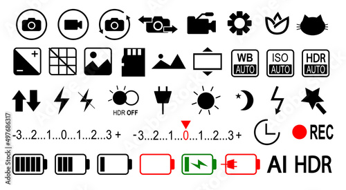 example of illustration of a cellphone 

indicator.mobile phone application with photo 

and video viewfinder and buttons.
