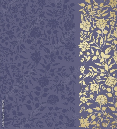 wedding card design, traditional paisley floral pattern , royal India	