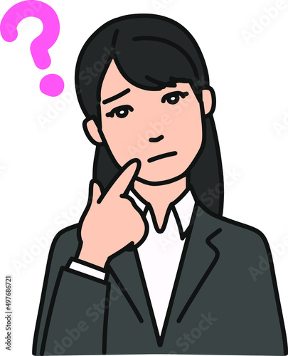 困っているスーツの女性