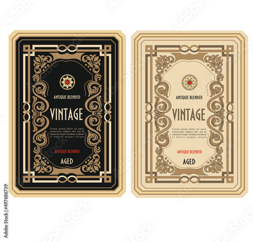 Vintage frame border retro label hand drawn antique engraving vector illustration typography poster 