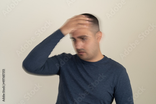 Фотография Close up photo of man with vertigo ilness