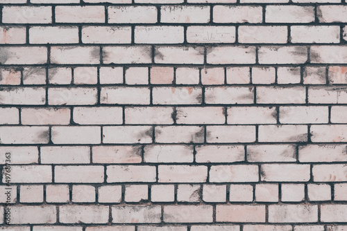 Urban background, white old industrial brick wall with copy space