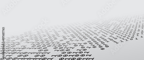 Numbers one and zero with perspective view. Big data concept.
