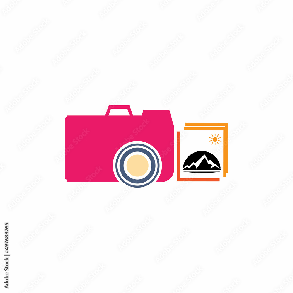 Camera with photo icon vector background Camera with photo icon vector background