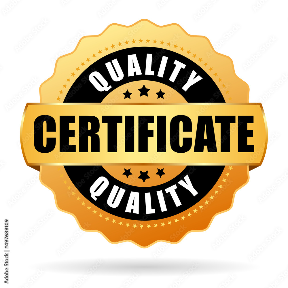 Quality certificate gold business icon