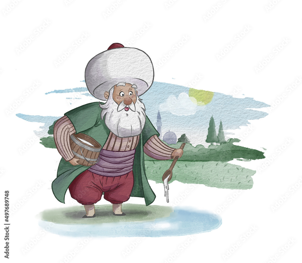 Nasreddin Hodja Illustration Cartoon Character Design Stock ...