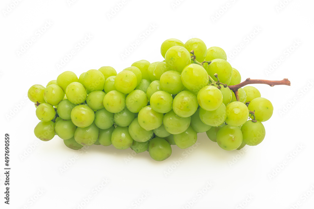 fresh green grape on white background