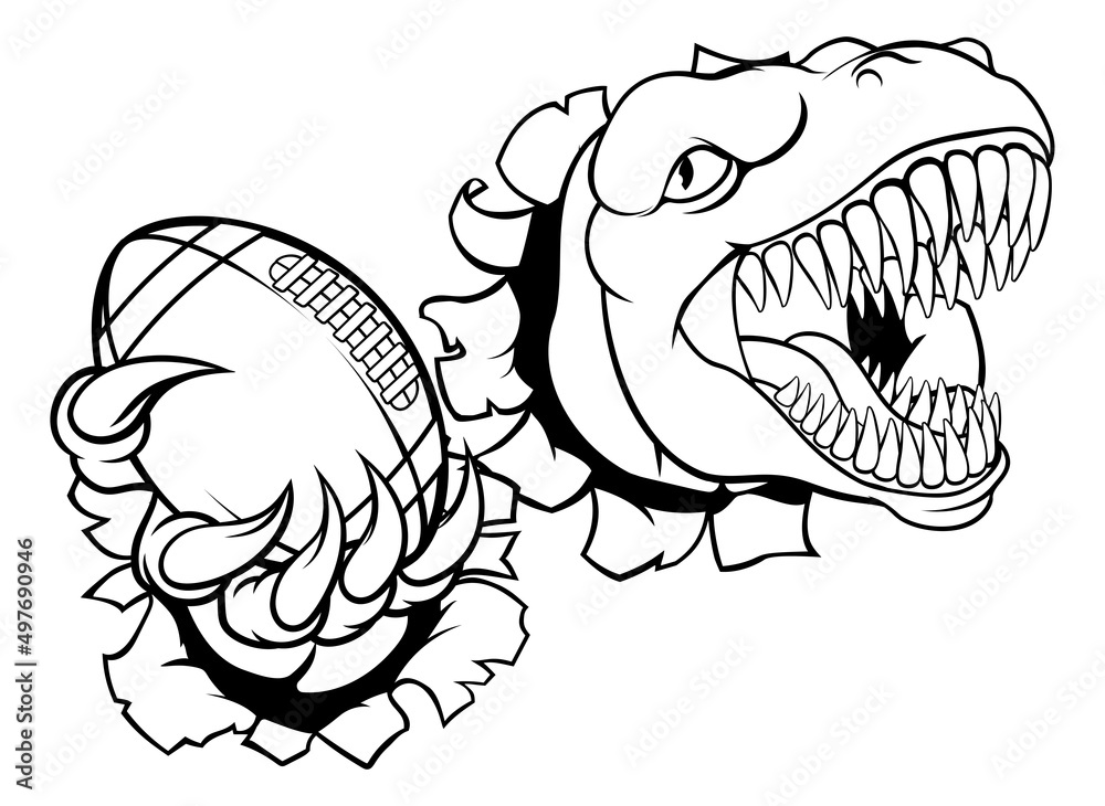 Obraz premium Dinosaur American Football Animal Sports Mascot