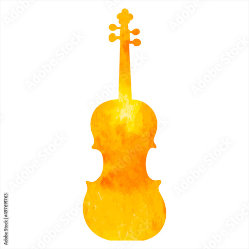 violin watercolor silhouette, isolated vector