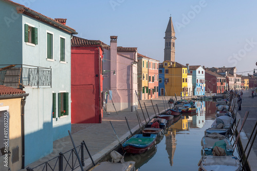 Burano  Venezia. fondamenta and canal with reflected houses