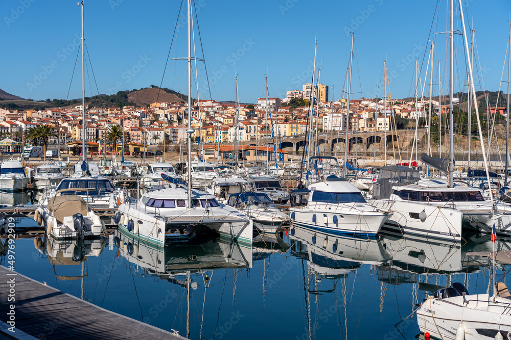 Port and village of Banyuls-sur-Mer on the Mediterranean coast in southern France