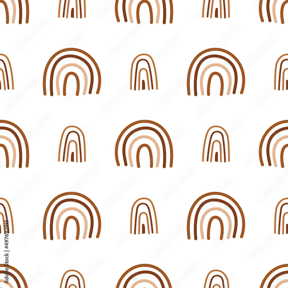 Vector seamless pattern with abstract rainbows. Boho rainbows with lines. Cute background. Vector seamless pattern with abstract rainbows. Boho rainbows with lines. Cute background.