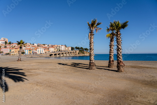 Empty beach at Banyuls-sur-Mer on a winter's day in the south of France