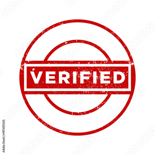 Verified red grunge stamp. Verified stamp or label vector illustration