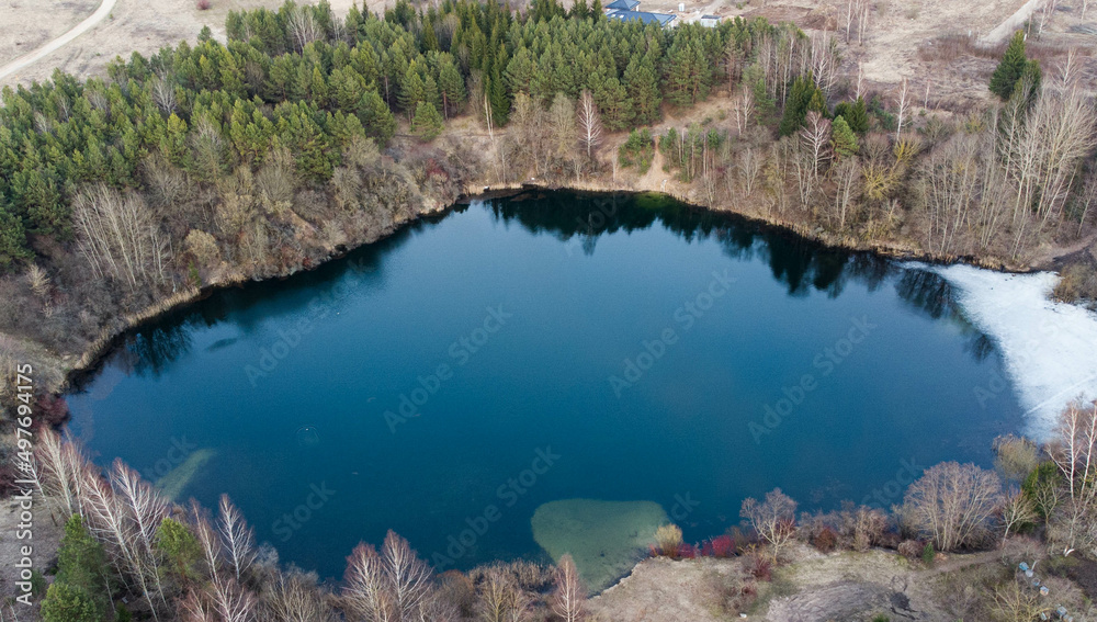 Small lake. Aerial background view. Wallpaper