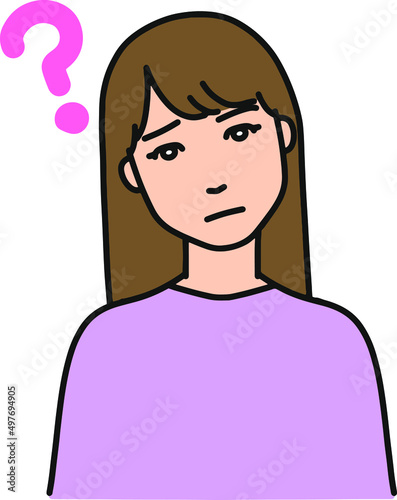疑問があって首を傾げる女性