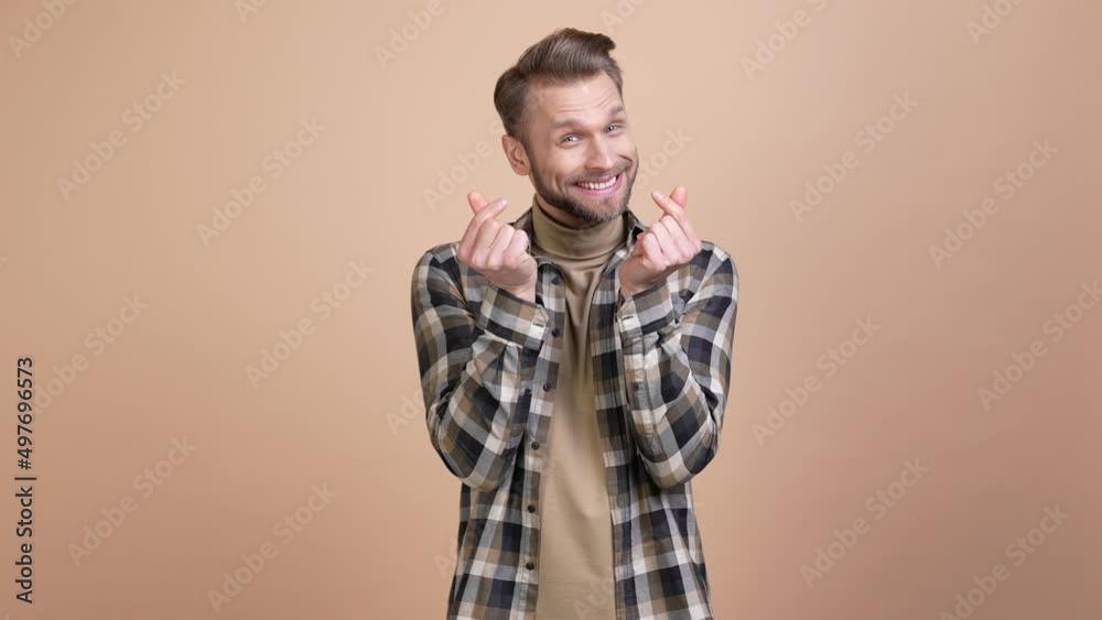Guy make love forever symbol send sweetheart isolated pastel color background Guy make love forever symbol send sweetheart isolated pastel color background