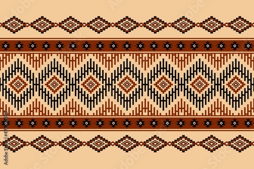 Geometric ethnic oriental seamless pattern traditional Design for background,carpet,wallpaper.clothing,wrapping,Batik fabric,Aztec,Vector illustration.embroidery style - Sadu, sadou, sadow or sado
