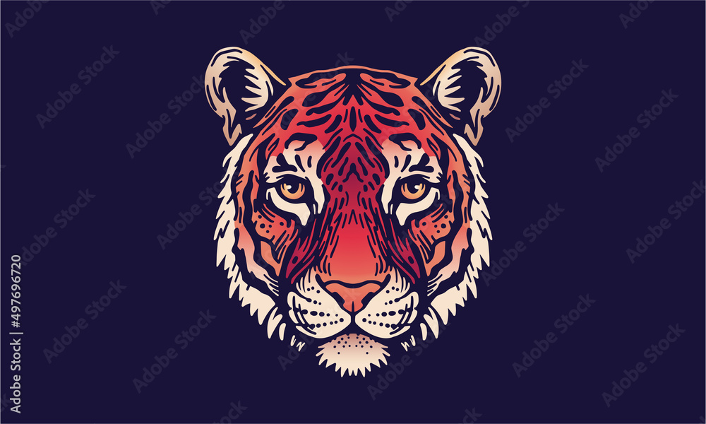 Tiger chinese zodiac sign banner. Dark mode background texture with  illustration of a tiger. Vector illustration and decorative elements. Stock  Vector | Adobe Stock